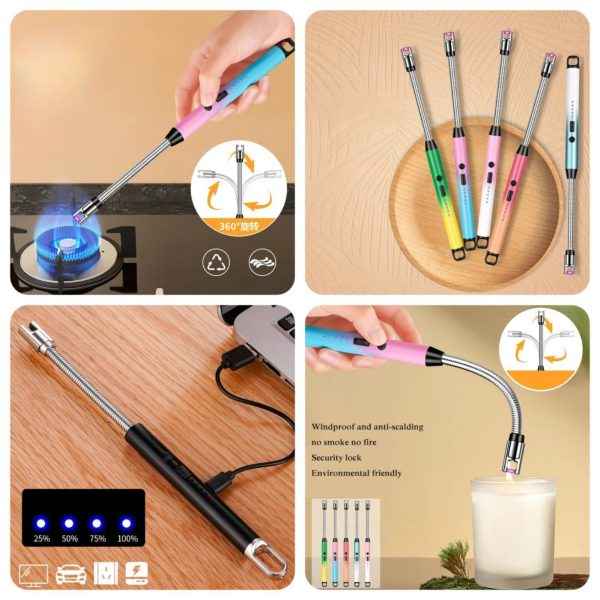 Arc Lighter With Usb Charging | Flameless Windproof | Led Battery Display | Safety Switch | Rotate 360 Degrees