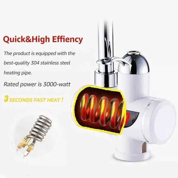 Electric Instant Hot Water Faucet Kitchen Heating Tap with Shower