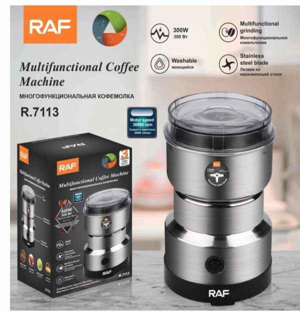 Raf R.7113 Multi Purpose Electric Coffee Grinder Automatic Coffee Spice Bean Grinder Stainless Steel