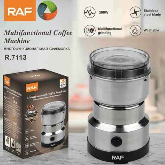 Raf R.7113 Multi Purpose Electric Coffee Grinder Automatic Coffee Spice Bean Grinder Stainless Steel