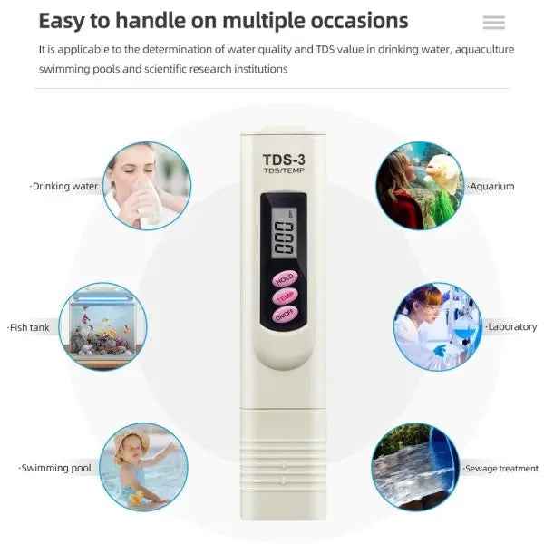 Portable TDS Water Quality Tester - Digital Pen Meter for High Purity Water Measurement