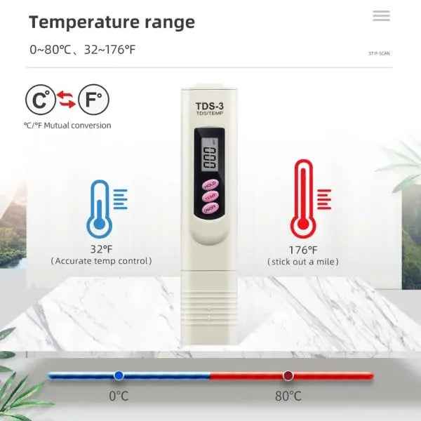 Portable TDS Water Quality Tester - Digital Pen Meter for High Purity Water Measurement