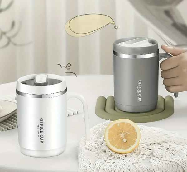 Stainless Steel Coffee Mug | Office Cup | Tea Cup | Insulated Coffee Mug With Handle | Premium Clear Cap Mug With Lid For Coffee,tea &milk 500 Ml (random Color)