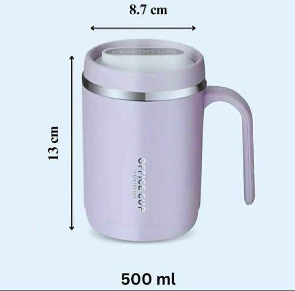 Stainless Steel Coffee Mug | Office Cup | Tea Cup | Insulated Coffee Mug With Handle | Premium Clear Cap Mug With Lid For Coffee,tea &milk 500 Ml (random Color)